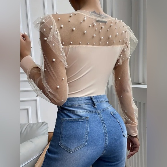 NEW🎉-Beaded Mesh Top - Picture 5 of 5